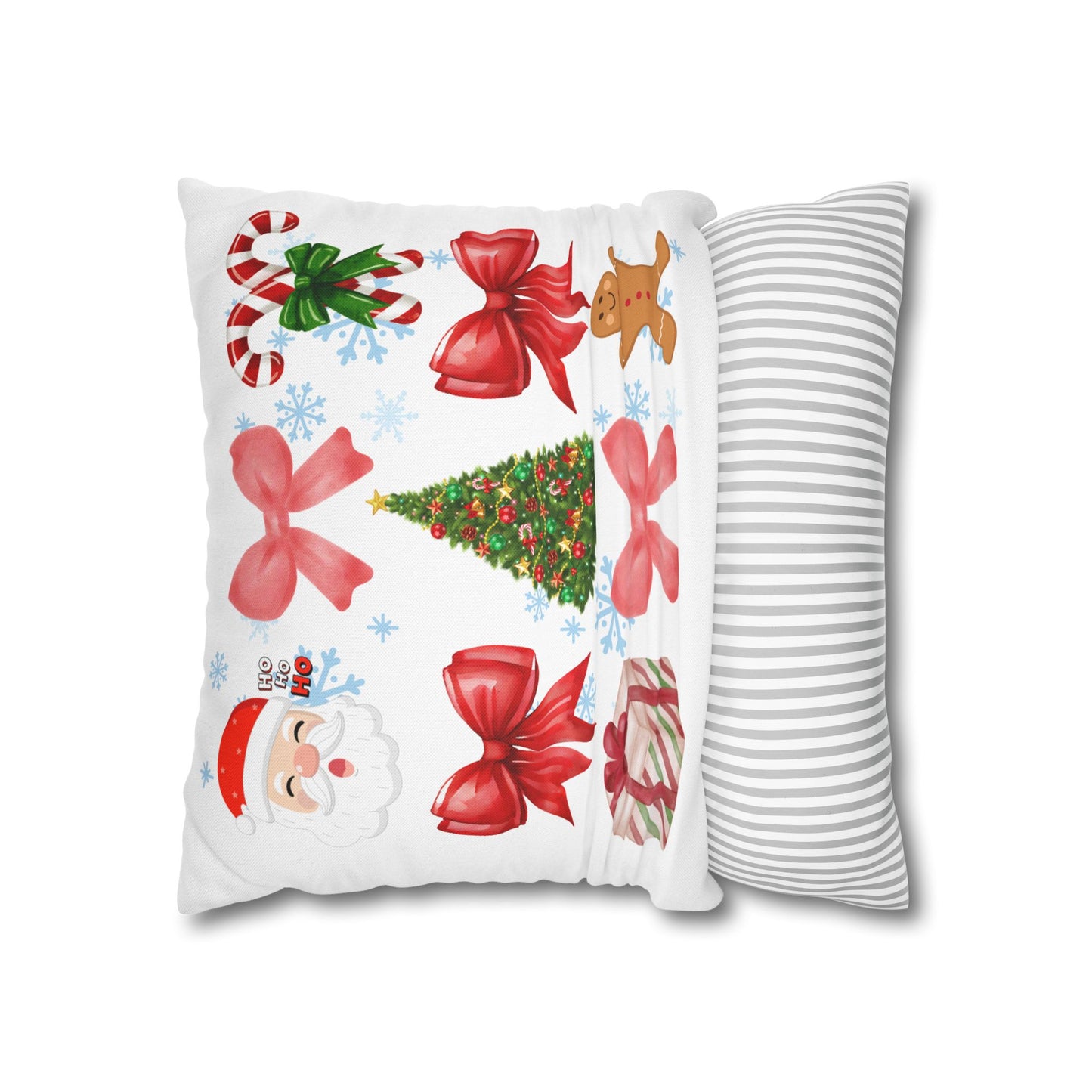 Santa and Red Bows Collage Throw Pillowcase