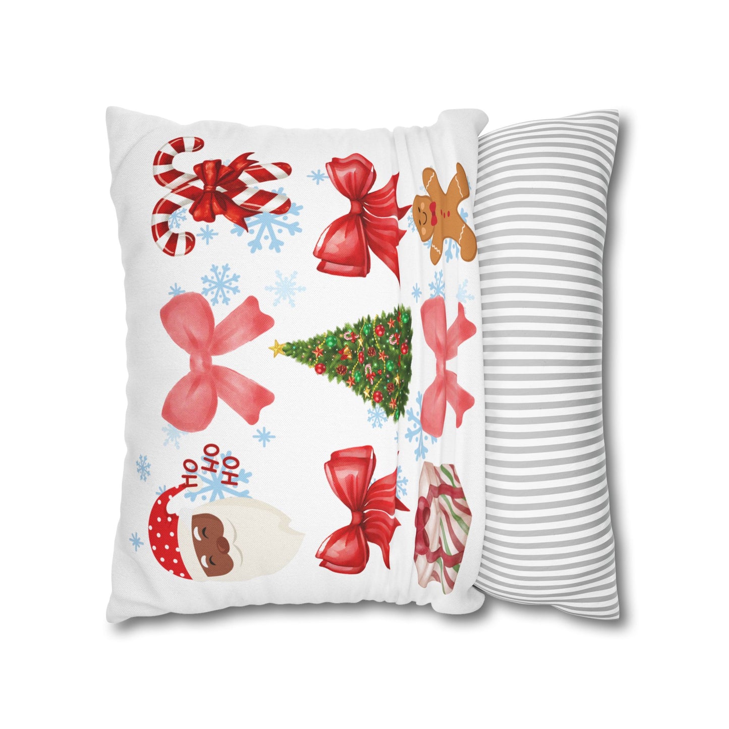 Santa and Red Bows Collage Throw Pillowcase