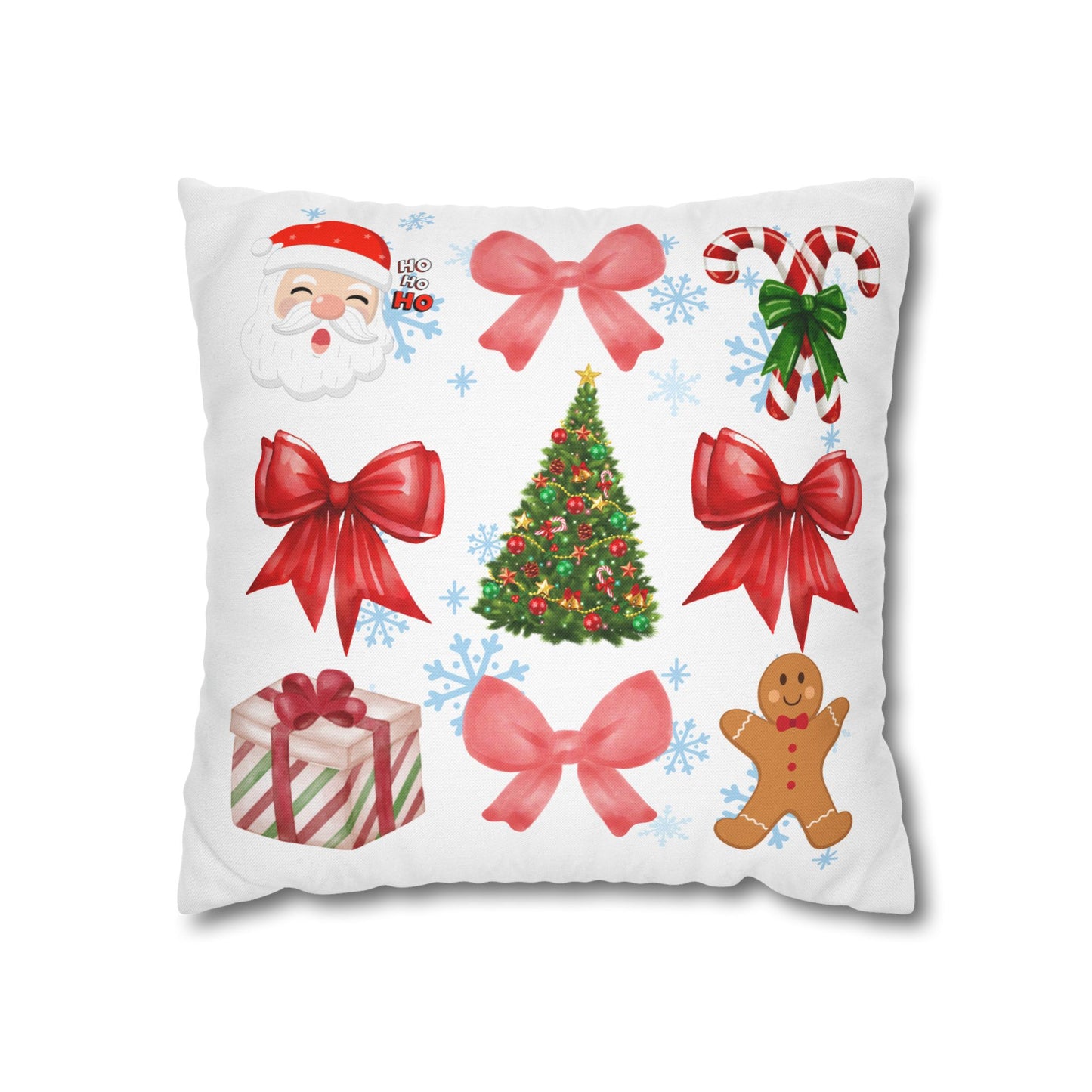 Santa and Red Bows Collage Throw Pillowcase