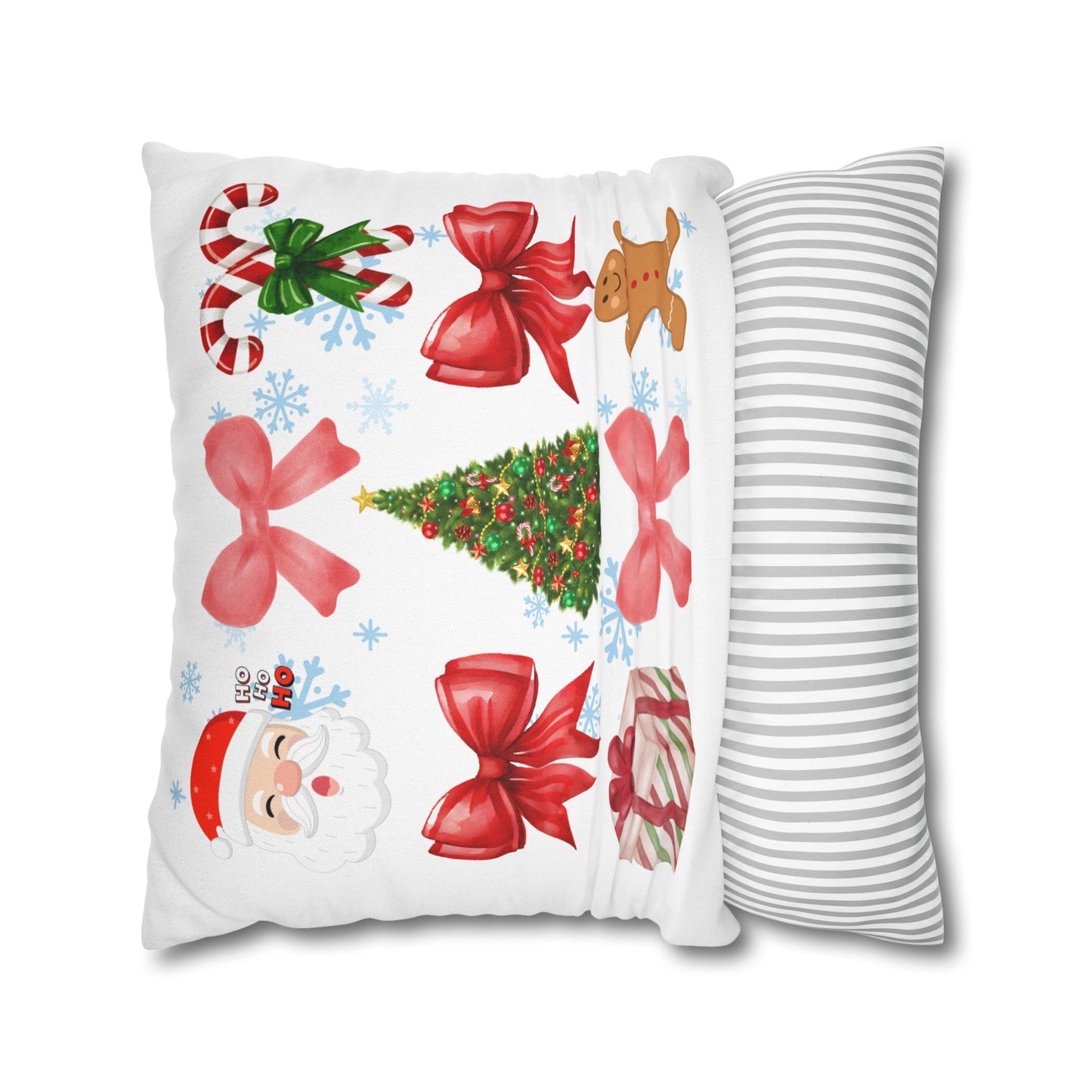 Santa and Red Bows Collage Throw Pillowcase