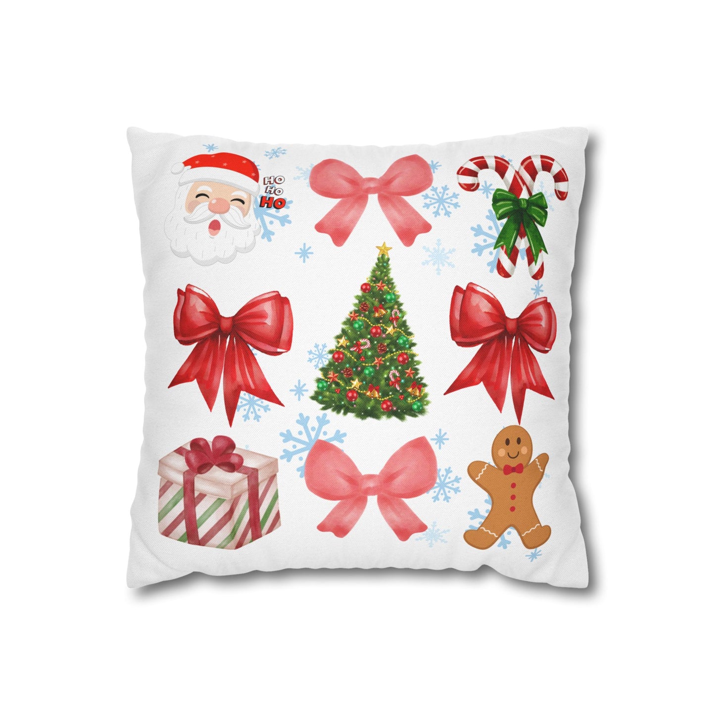 Santa and Red Bows Collage Throw Pillowcase