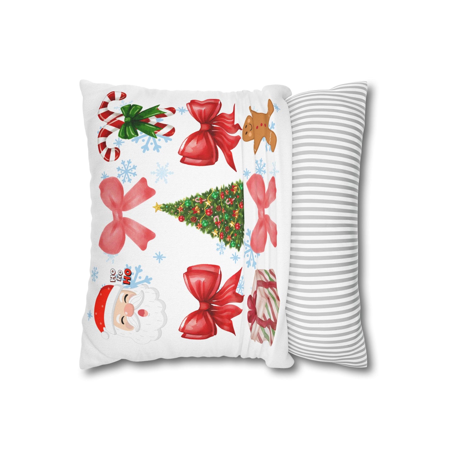 Santa and Red Bows Collage Throw Pillowcase