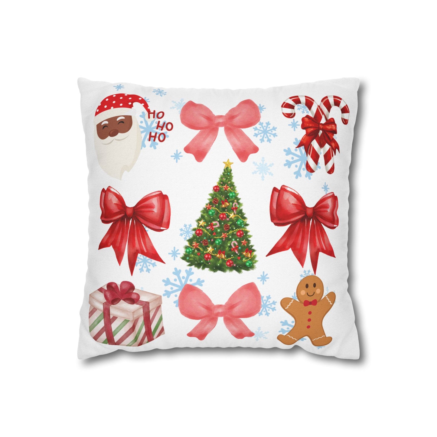 Santa and Red Bows Collage Throw Pillowcase