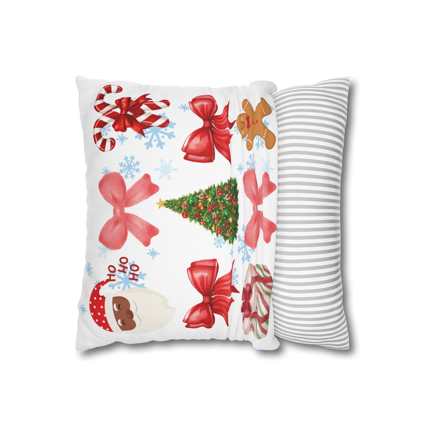 Santa and Red Bows Collage Throw Pillowcase