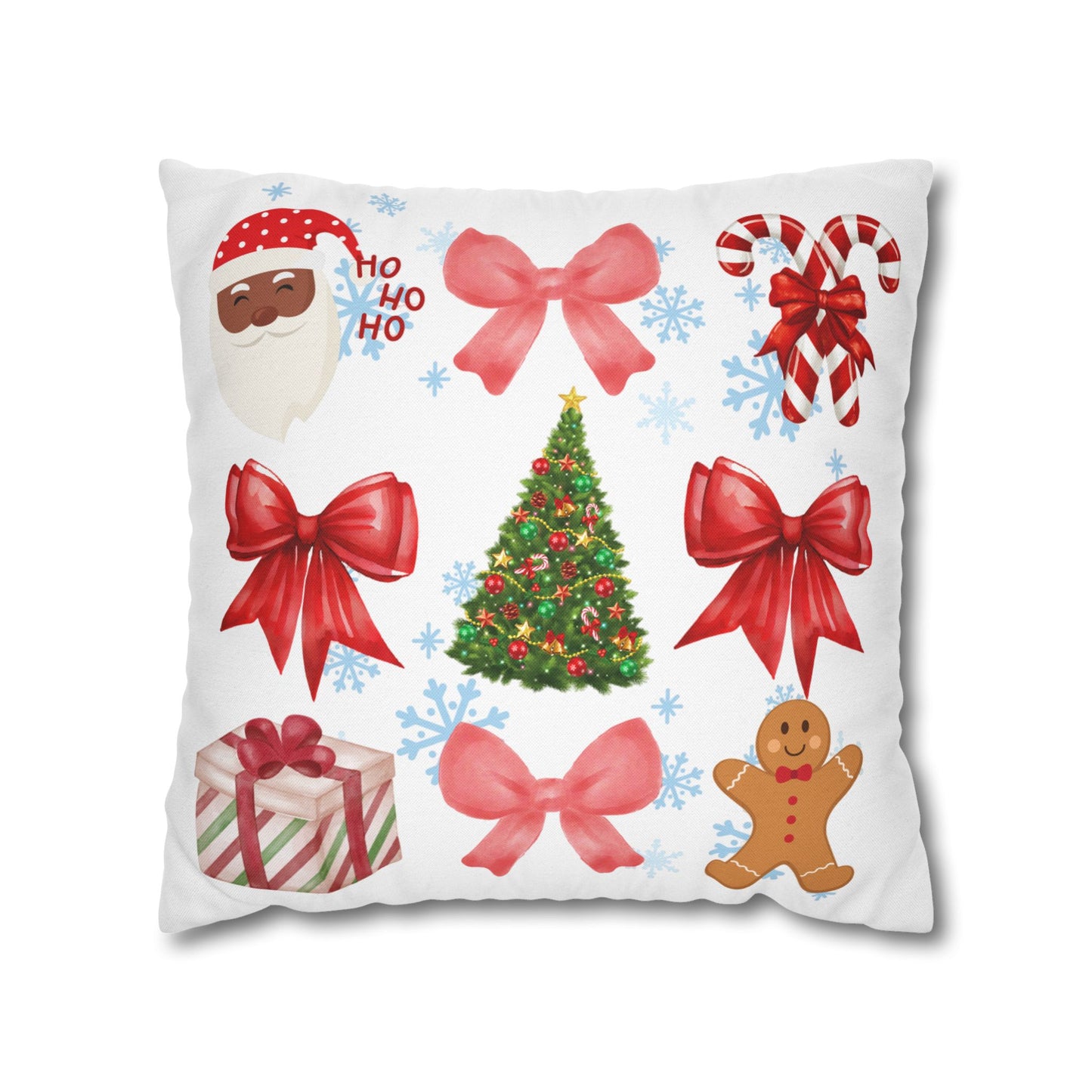 Santa and Red Bows Collage Throw Pillowcase