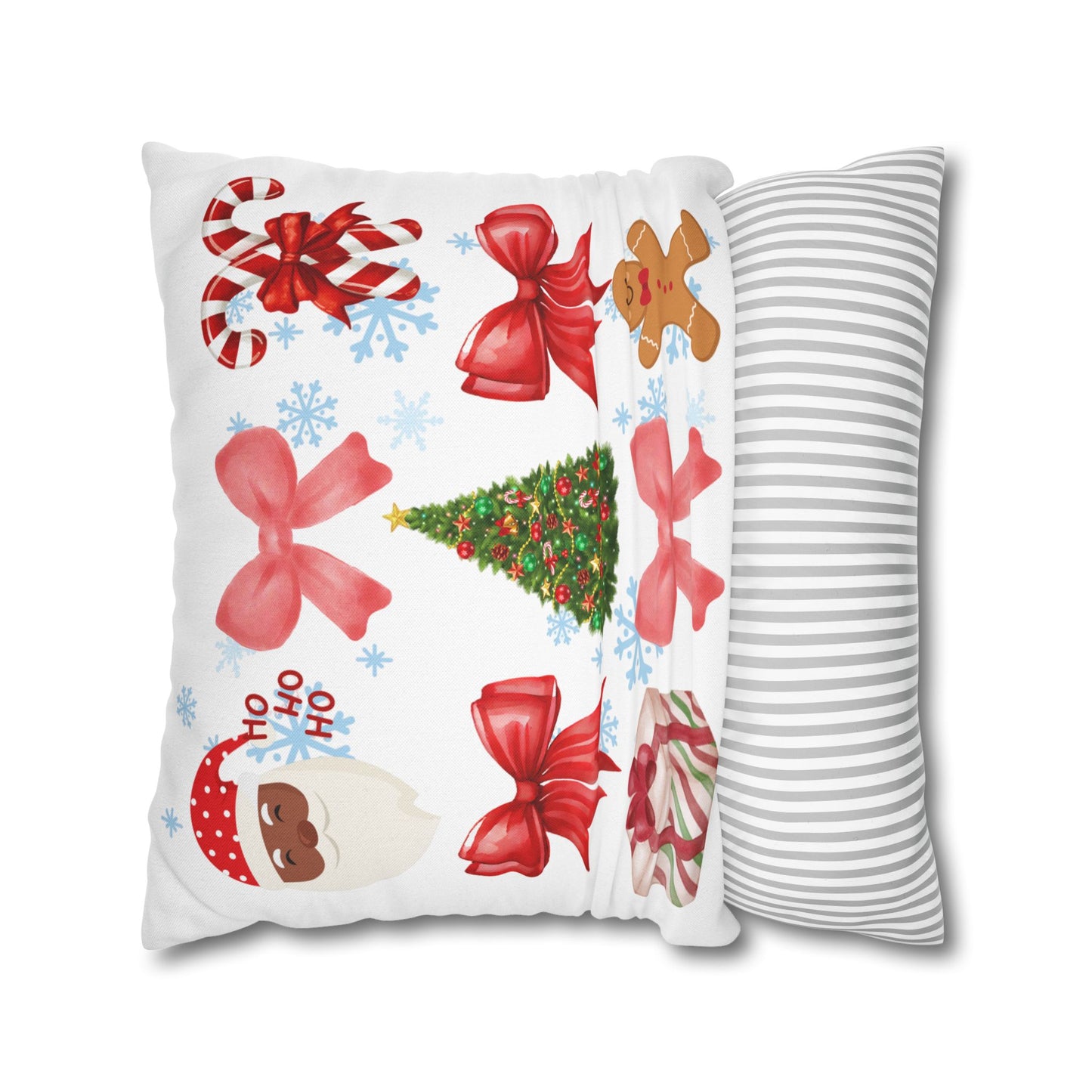 Santa and Red Bows Collage Throw Pillowcase