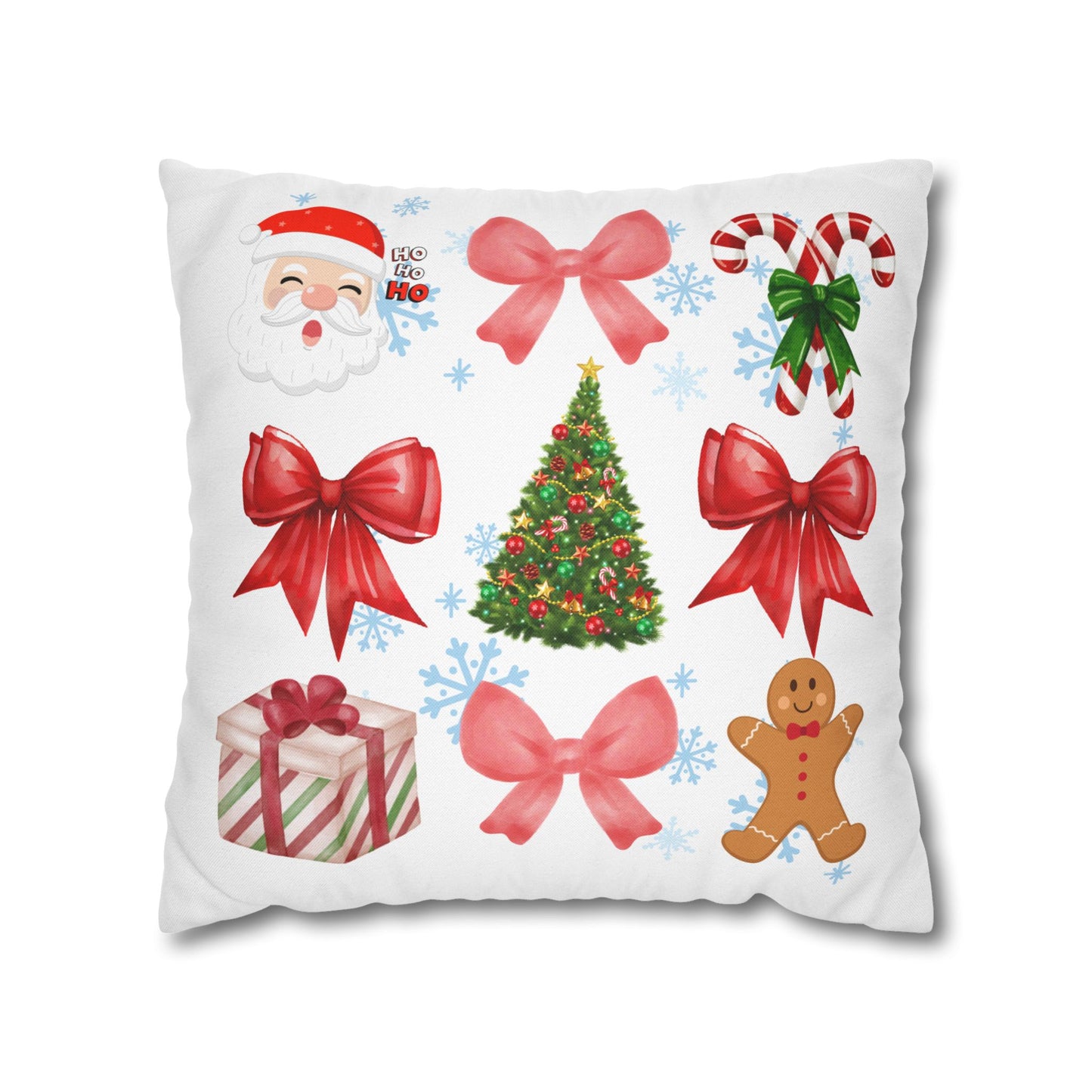 Santa and Red Bows Collage Throw Pillowcase