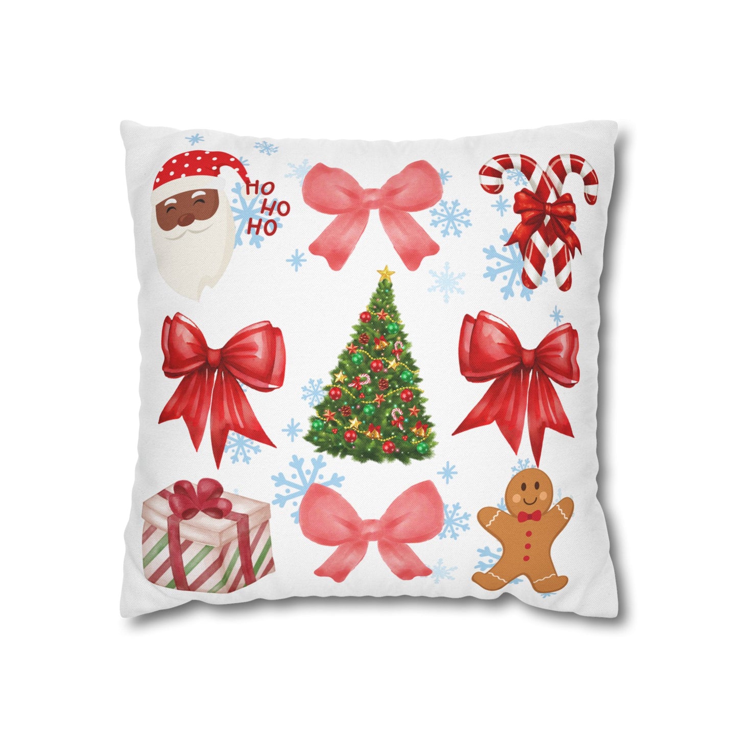 Santa and Red Bows Collage Throw Pillowcase