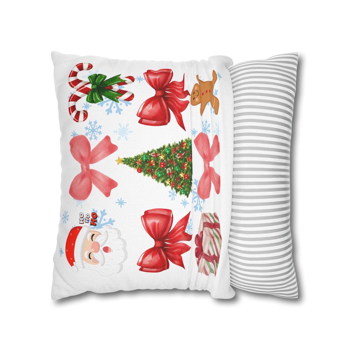 Santa and Red Bows Collage Throw Pillowcase