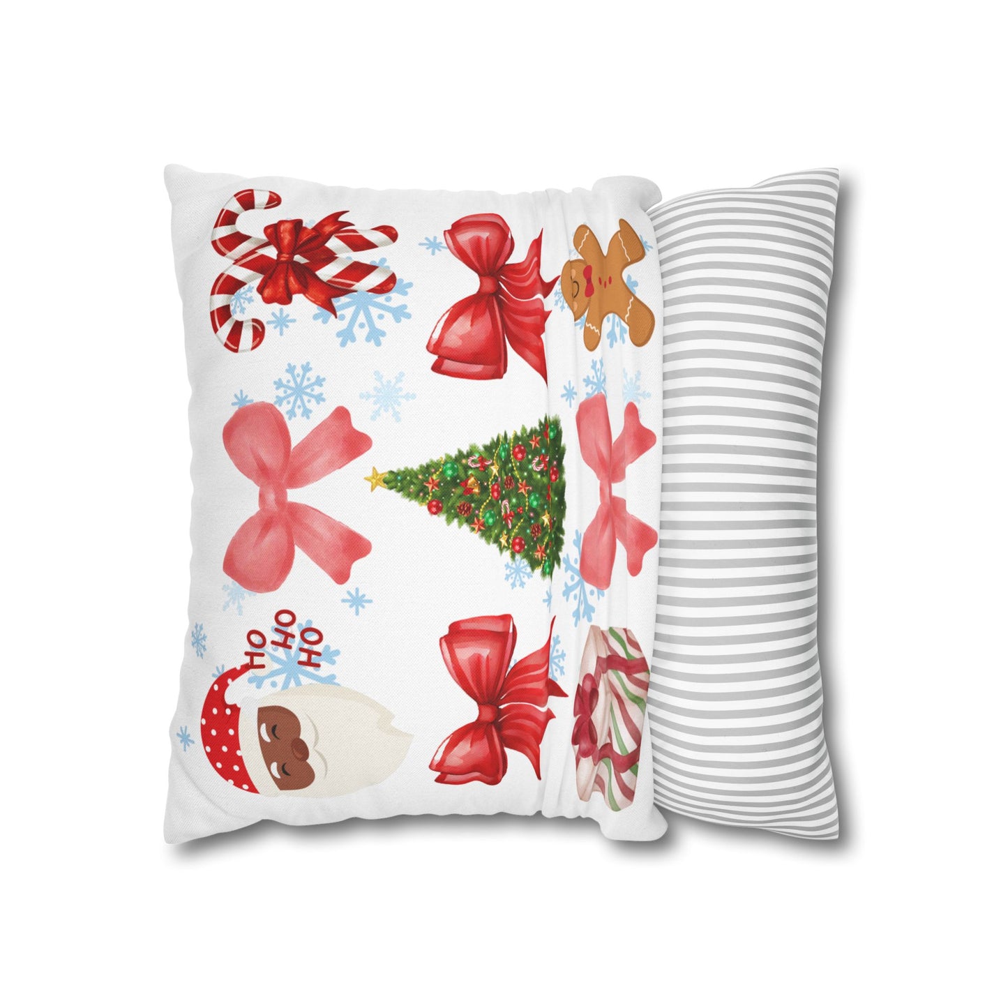 Santa and Red Bows Collage Throw Pillowcase